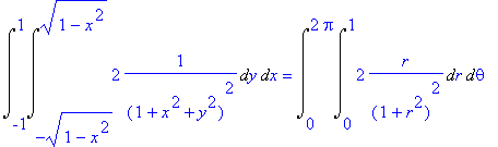 Int(Int(2*1/((1+x^2+y^2)^2),y