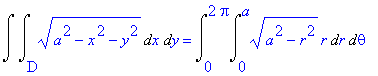 Int(Int(sqrt(a^2-x^2-y^2),x