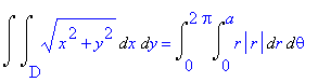 Int(Int(sqrt(x^2+y^2),x
